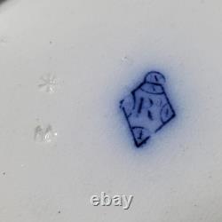 Antique 1848 English Flow Blue Scinde Plates with Gilt Handles