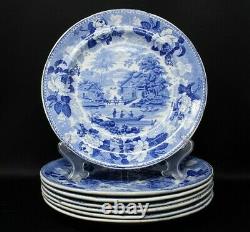 Antique 18th C Swedish Sweden Rorstrand Blue Transfer Ware Dinner Plate Set 7