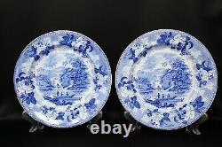 Antique 18th C Swedish Sweden Rorstrand Blue Transfer Ware Dinner Plate Set 7