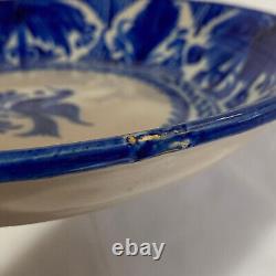 Antique 18th Century Delft Earthenware Tin Glazed Bird Bowl/Plate, Signed F. N