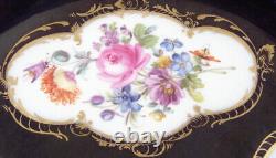 Antique 19thC Meissen Porcelain Cobalt Blue Floral Dinner Plate Porzellan Teller