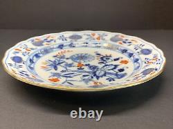 Antique 19th C. Meissen Rich Blue Red Onion Dinner Plate 9.25 Width Set Of 4