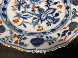 Antique 19th C. Meissen Rich Blue Red Onion Dinner Plate 9.25 Width Set Of 4