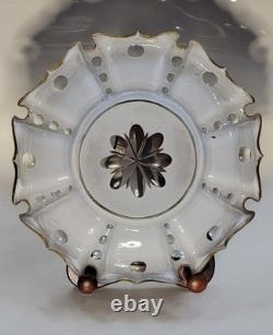 Antique 19th Century Bohemian Blue Overlay 9 Glass Plate