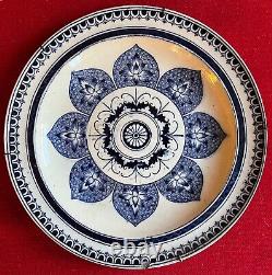 Antique 19th c Aesthetic Wedgwood Plate Blue & White Transfer Chestnut Pattern 2