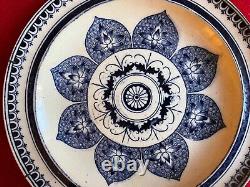 Antique 19th c Aesthetic Wedgwood Plate Blue & White Transfer Chestnut Pattern 2