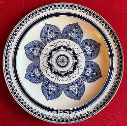 Antique 19th c Aesthetic Wedgwood Plate Blue & White Transfer Chestnut Pattern 2