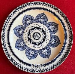 Antique 19th c Aesthetic Wedgwood Plate Blue & White Transfer Chestnut Pattern 2