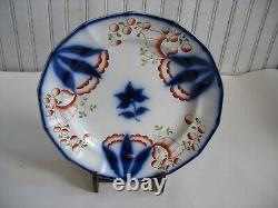 Antique 19thc Gaudy Ironstone Plate 9 1/4 T Walker 1850s Flow blue Flower