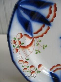 Antique 19thc Gaudy Ironstone Plate 9 1/4 T Walker 1850s Flow blue Flower