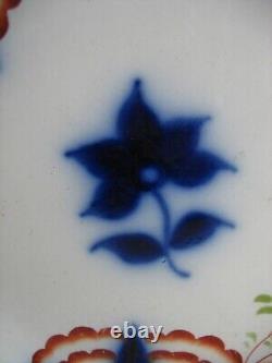 Antique 19thc Gaudy Ironstone Plate 9 1/4 T Walker 1850s Flow blue Flower