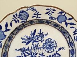 Antique BLUE ONION SCALLOPED EARTHENWARE Dinner Cabinet Plate
