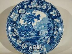 Antique Blue Transfer Enoch Wood Thornton Castle Dinner Plate 1818-1846