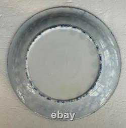 Antique Blue & White Spongeware Spatterware Dinner Plate & Mush Cup VTG