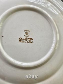 Antique Booths Dinner Plates Set of 12 Birds Butterflies Cobalt Blue & Gold RARE