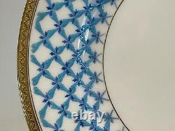 Antique C. A. Selzer for Mintons dinner plates, Blue and white with gold rim