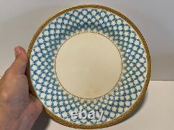 Antique C. A. Selzer for Mintons dinner plates, Blue and white with gold rim