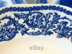 Antique Cauldon England Turkey 12 Dinner Plates Blue White 10 Scalloped Rare