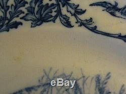 Antique Cauldon England Turkey 12 Dinner Plates Blue White 10 Scalloped Rare