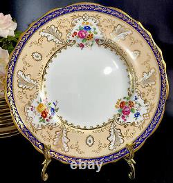 Antique Cauldon For Tiffany & Co Dinner Plates (12) Cobalt T1612 Handpainted