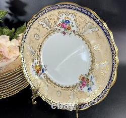 Antique Cauldon For Tiffany & Co Dinner Plates (12) Cobalt T1612 Handpainted