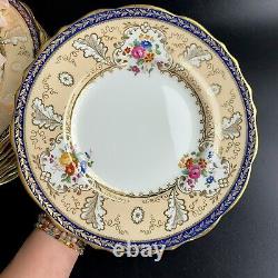 Antique Cauldon For Tiffany & Co Dinner Plates (12) Cobalt T1612 Handpainted