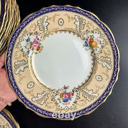 Antique Cauldon For Tiffany & Co Dinner Plates (12) Cobalt T1612 Handpainted