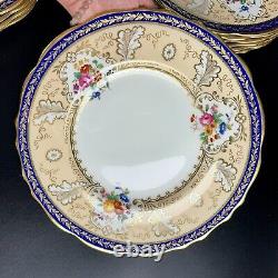 Antique Cauldon For Tiffany & Co Dinner Plates (12) Cobalt T1612 Handpainted