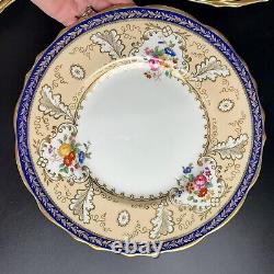 Antique Cauldon For Tiffany & Co Dinner Plates (12) Cobalt T1612 Handpainted