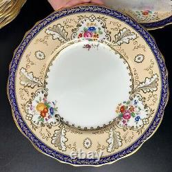 Antique Cauldon For Tiffany & Co Dinner Plates (12) Cobalt T1612 Handpainted