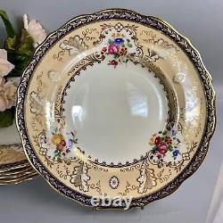 Antique Cauldon For Tiffany & Co Dinner Plates (6) Cobalt T1612 Handpainted
