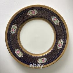 Antique Cauldron Porcelain Cobalt Blue Hand Painted Lavish Gold Dinner Plate Set