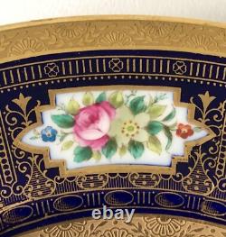 Antique Cauldron Porcelain Cobalt Blue Hand Painted Lavish Gold Dinner Plate Set