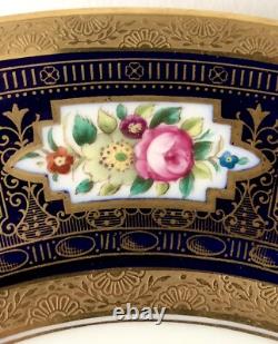 Antique Cauldron Porcelain Cobalt Blue Hand Painted Lavish Gold Dinner Plate Set