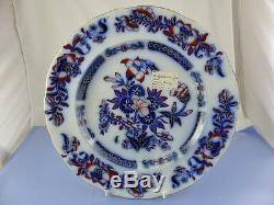 Antique Charles Meigh Flow Blue Imari style Staffordshire Dinner Plate c1832-49