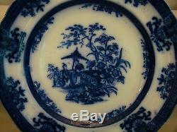 Antique Davenport Flow Blue Amoy Pattern Staffordshire Dinner Plate c1846