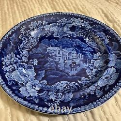 Antique Ephrain Wood T Flow Blue Plate Historical New England 10 Plate 200