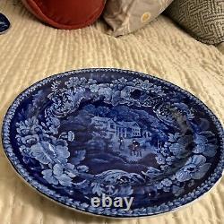 Antique Ephrain Wood T Flow Blue Plate Historical New England 10 Plate 200