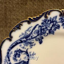 Antique Flow Blue Burley England Chicago 9 3/4 Plate Gold Trim MINT # 619