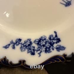 Antique Flow Blue Burley England Chicago 9 3/4 Plate Gold Trim MINT # 619