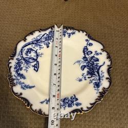 Antique Flow Blue Burley England Chicago 9 3/4 Plate Gold Trim MINT # 619
