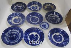 Antique Flow Blue Plate / Bowl Lot. TJ & J Oregon, B&L, Amoy Etc