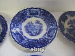 Antique Flow Blue Plate / Bowl Lot. TJ & J Oregon, B&L, Amoy Etc