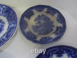 Antique Flow Blue Plate / Bowl Lot. TJ & J Oregon, B&L, Amoy Etc