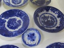 Antique Flow Blue Plate / Bowl Lot. TJ & J Oregon, B&L, Amoy Etc