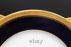Antique French WM Guerin & Co Limoges 6 Dinner Plates Cobalt & Gold Encrusted
