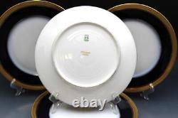 Antique French WM Guerin & Co Limoges 6 Dinner Plates Cobalt & Gold Encrusted