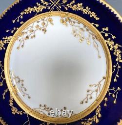 Antique Hand Painted 10pc Gold, Cobalt Dinner Plate Set, Thun Porcelain, Bohemia