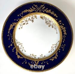 Antique Hand Painted 10pc Gold, Cobalt Dinner Plate Set, Thun Porcelain, Bohemia