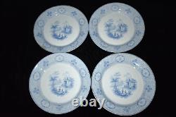 Antique J. WEDGWOOD SINGANESE CEYLON Pattern 4 Dinner Plates Blue White ca. 1850